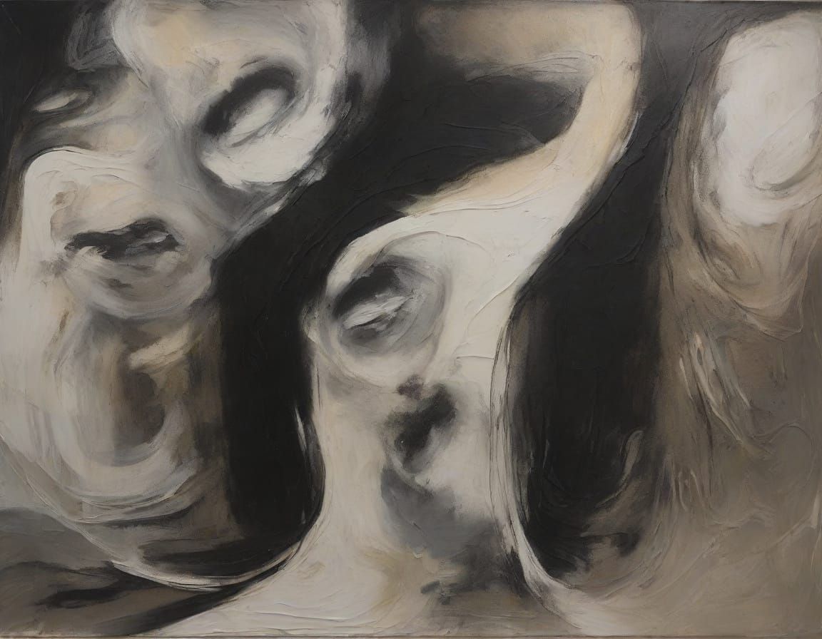 Surrealist Dreamscape with Swirling Lines in Abstract Style