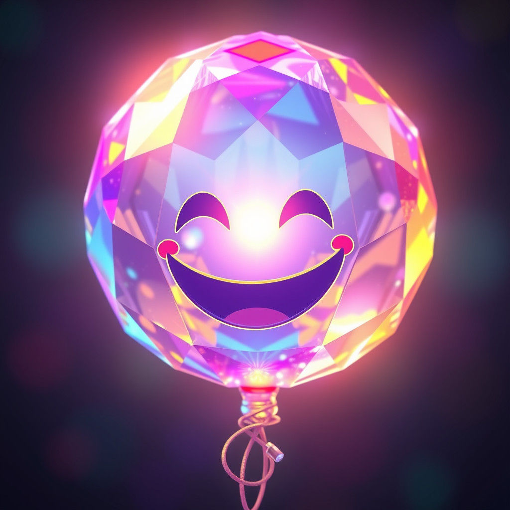 Crystal Balloon with Happy Face in Anime Style