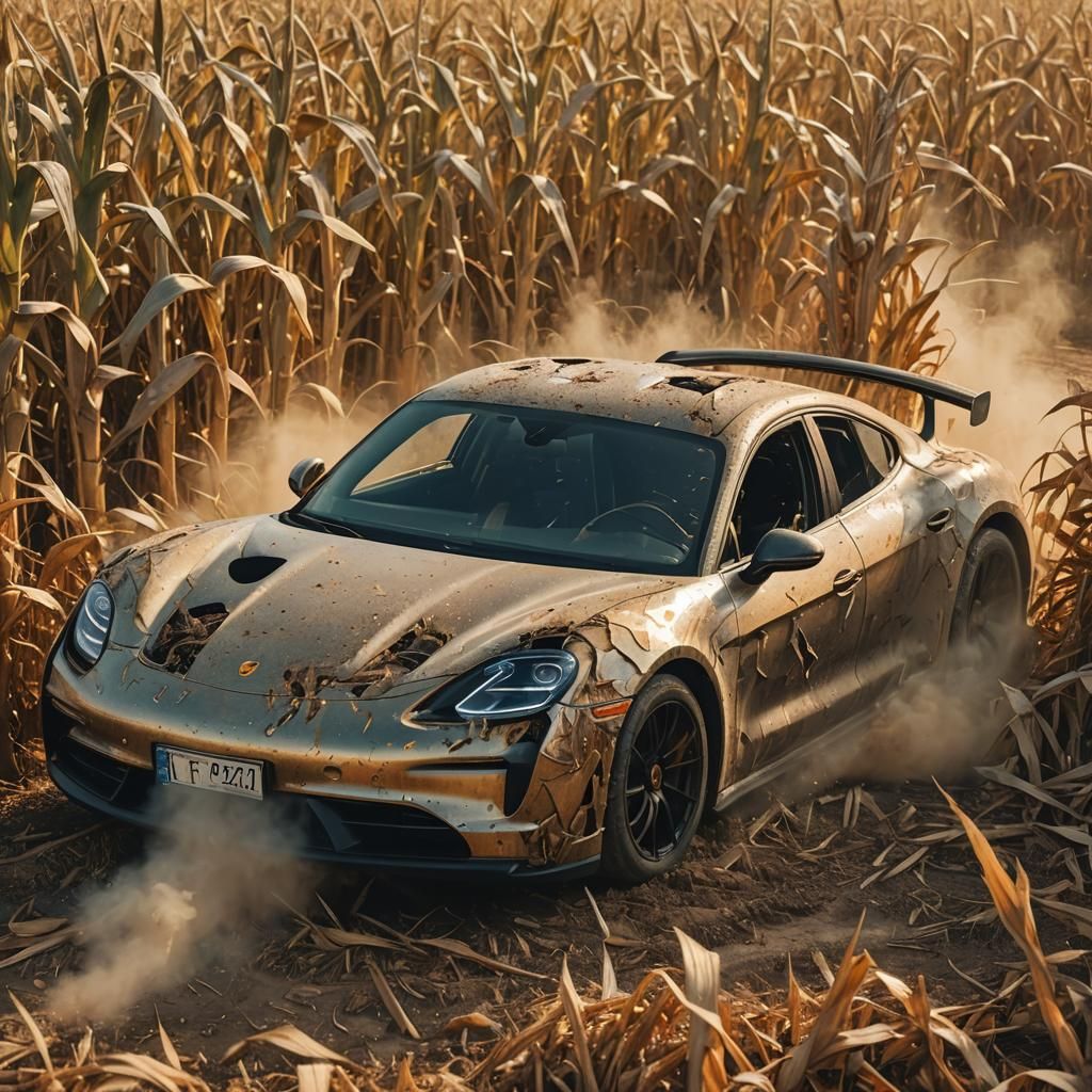 YouTuber Smashes Car in Cornfield: Glitch Art