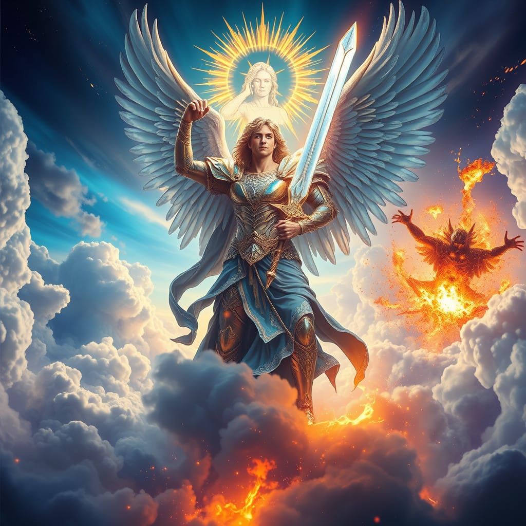 Archangel Michael Conquers Evil in Radiant Armor