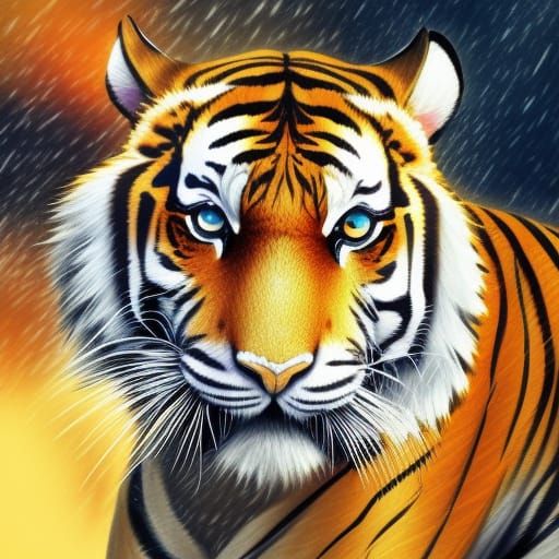 Beautiful Anime Tiger Digital Illustration