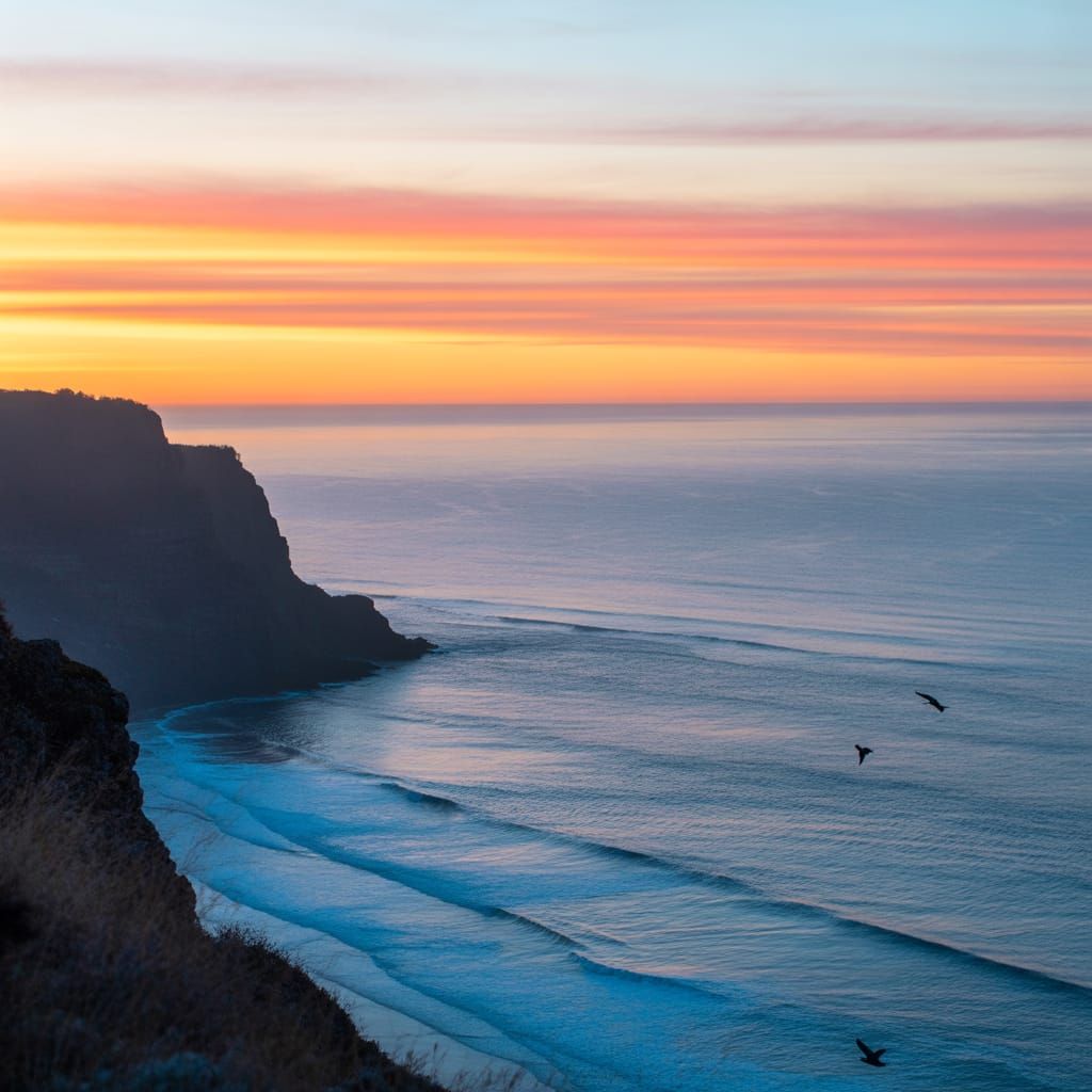Vibrant Sunrise Over Rugged Ocean Cliffs