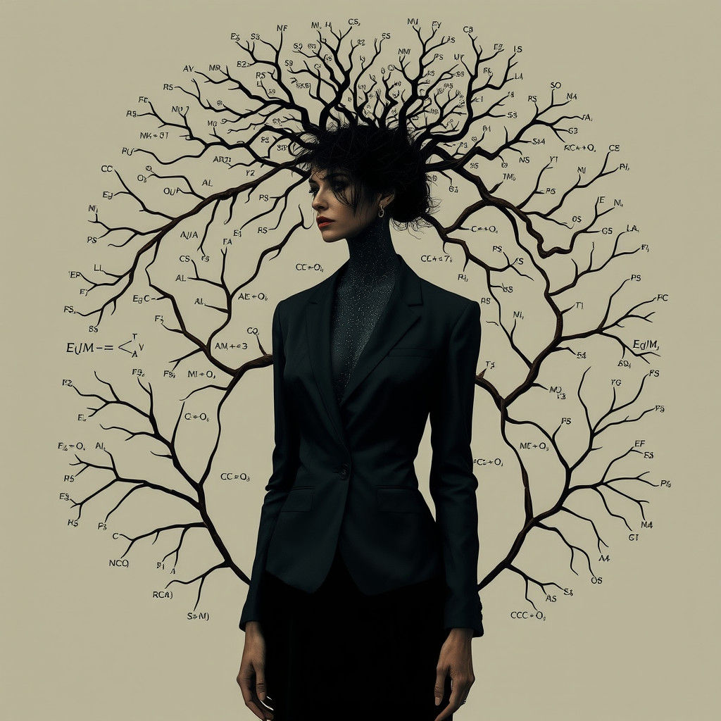 Intellectual Woman Amidst Science and Nature