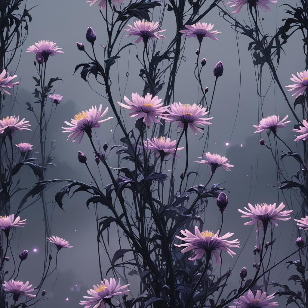 Ethereal Flower Glowing in Darkness, Digital Art