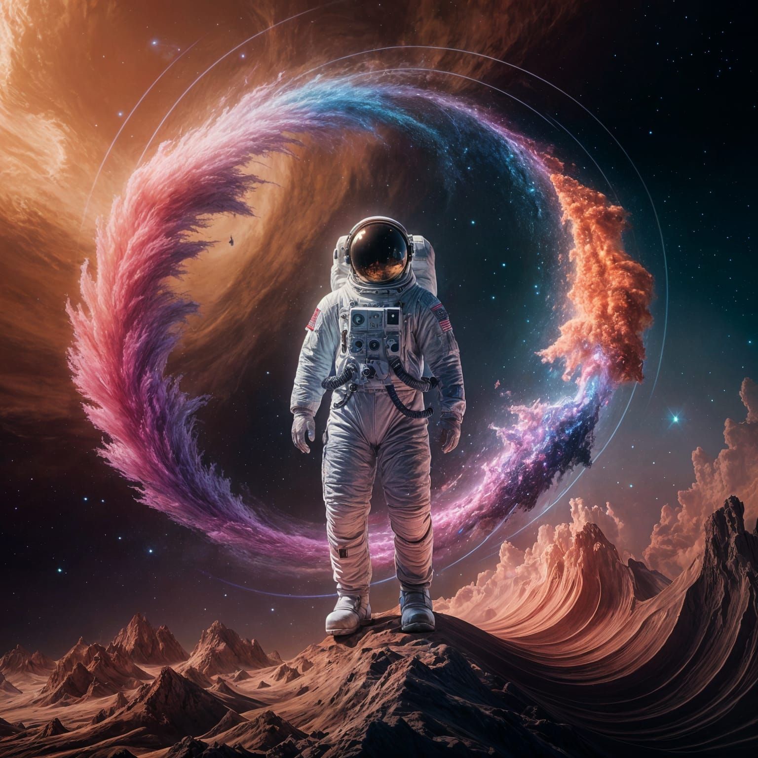 Astronaut Drifting in Nebula as Fine Art Photography