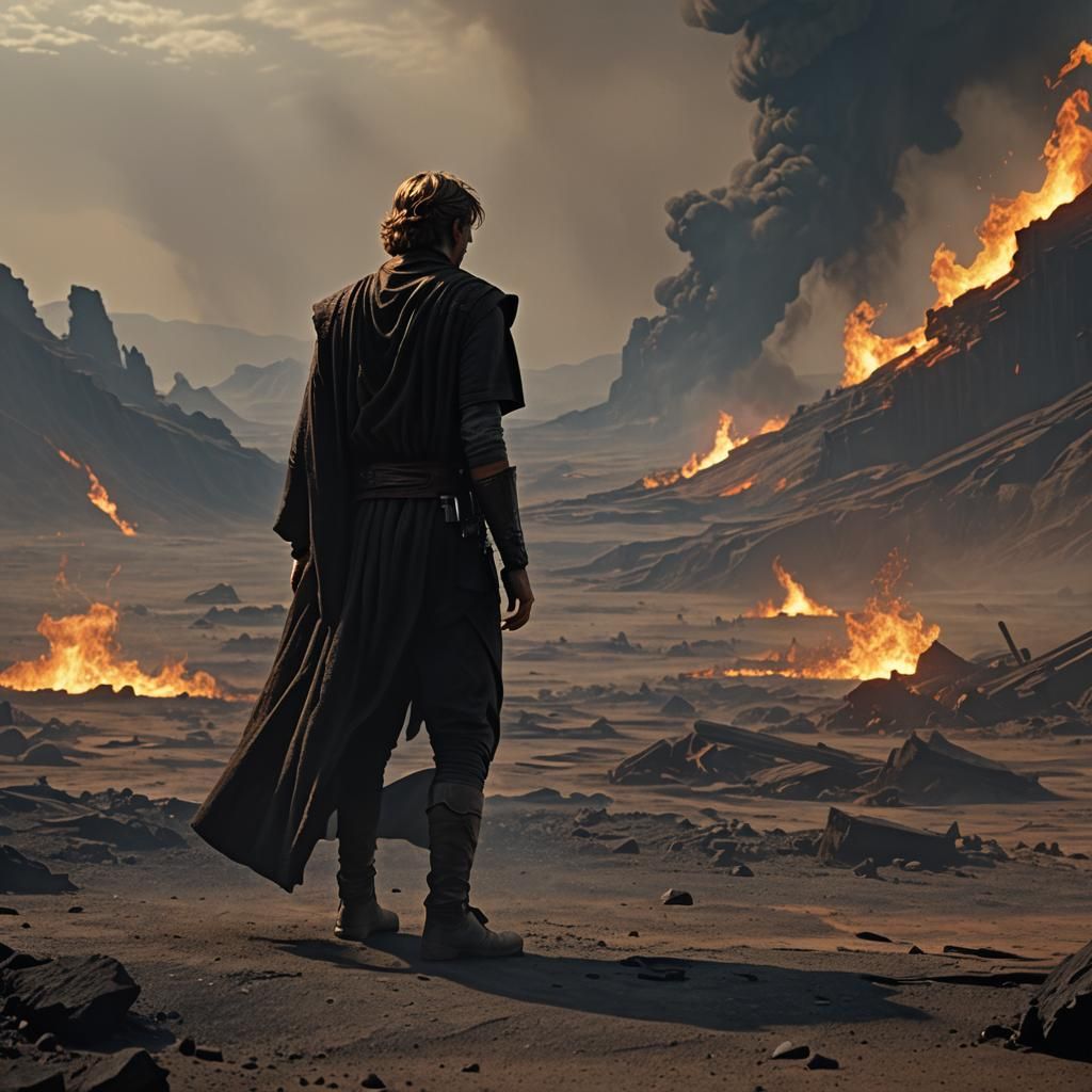 Anakin Skywalker on Mustafar in Cinematic Style