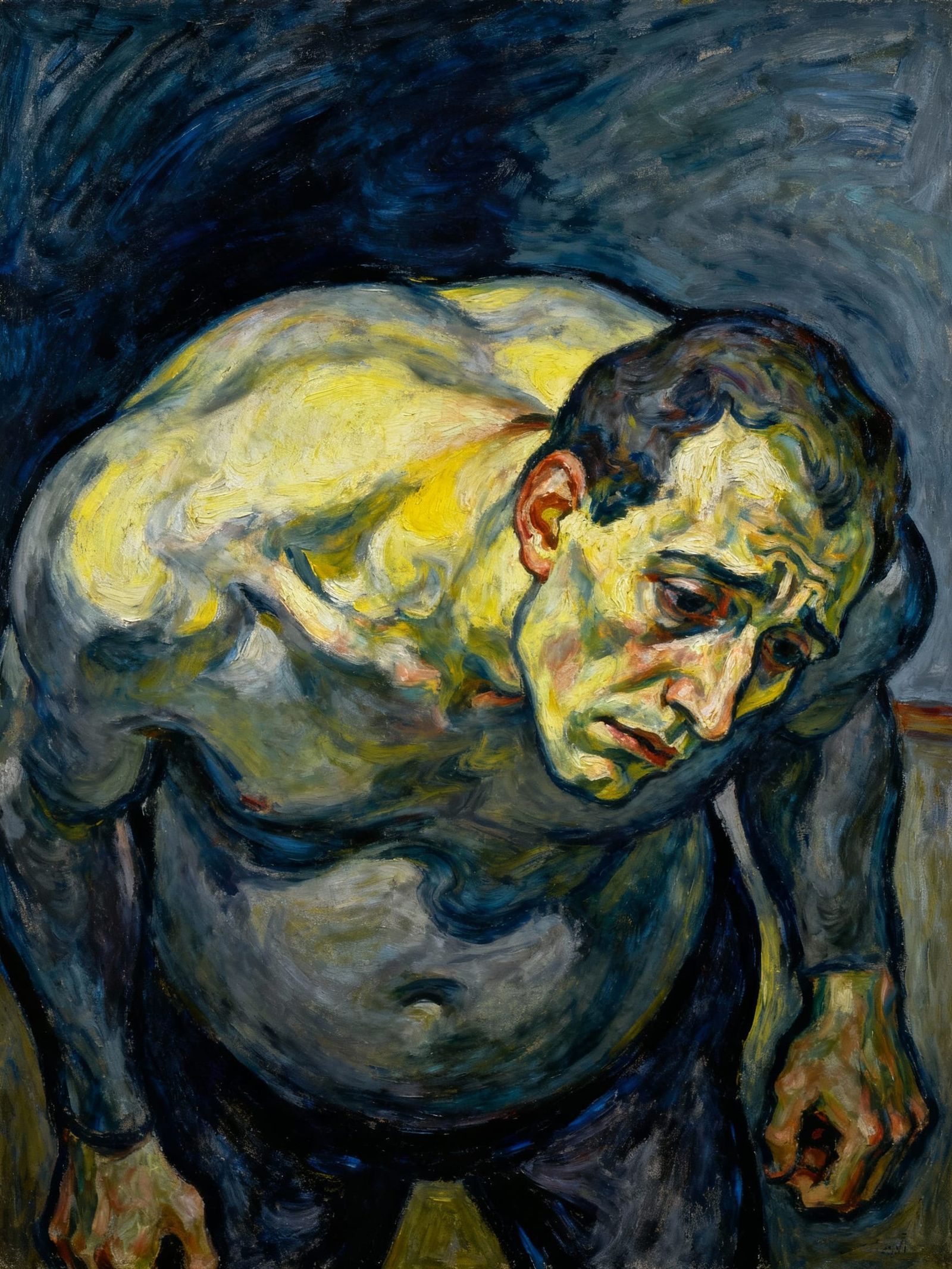 Guilt Personified in Expressive Oil Portrait