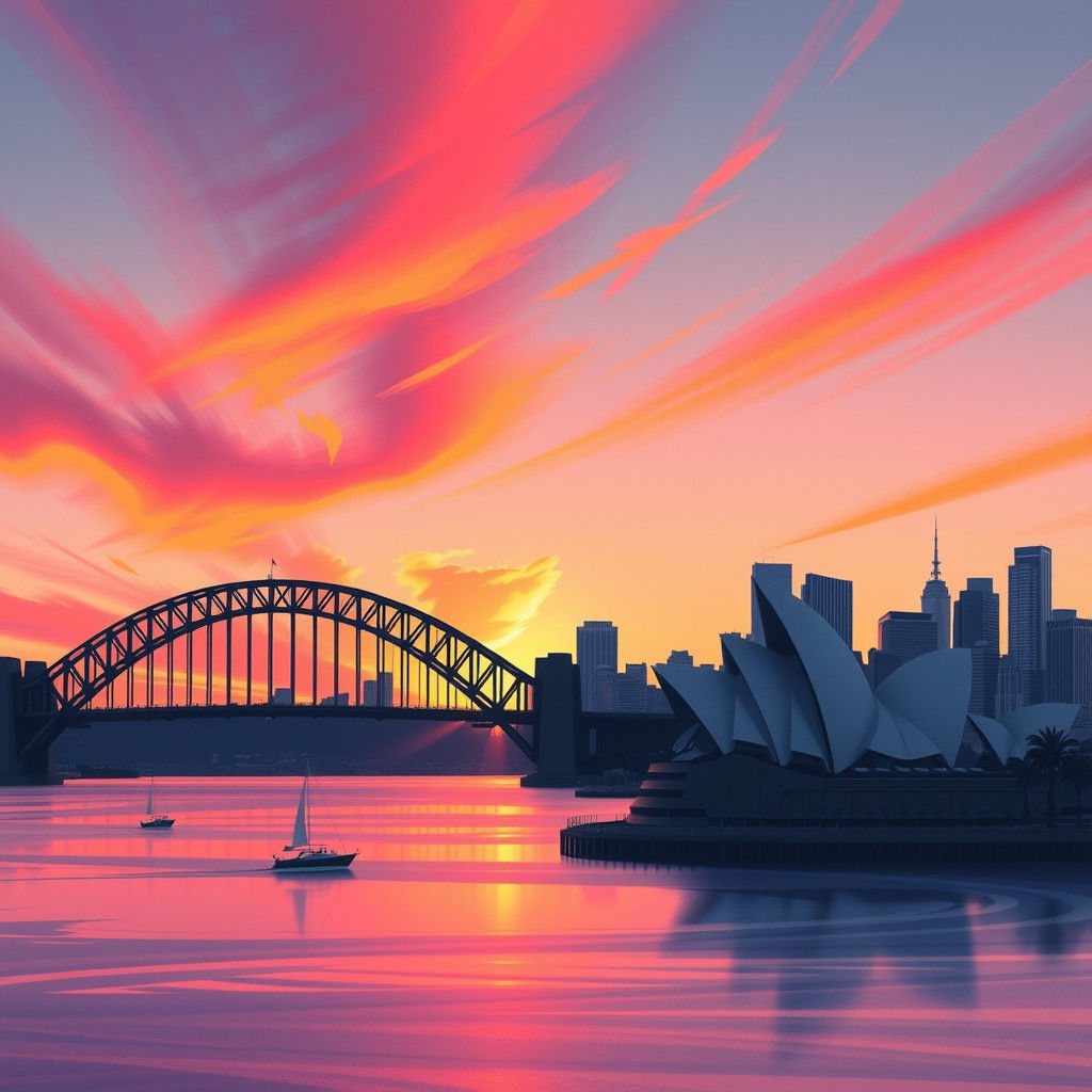 Sydney Sunrise in Impressionist Style