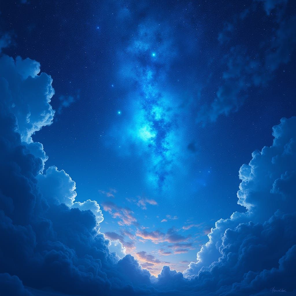 Electric Dreamscapes: Cosmic Blueshift Night Sky