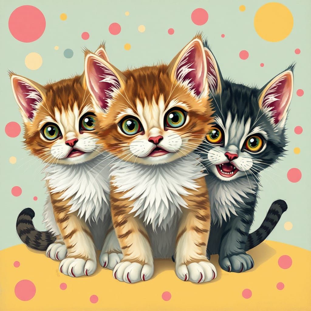 Cute and Terrifying Kittens in Pop Surrealism Style