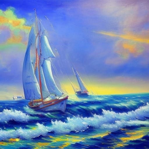 Dreamy Harbor with Fantasy Sea Creatures