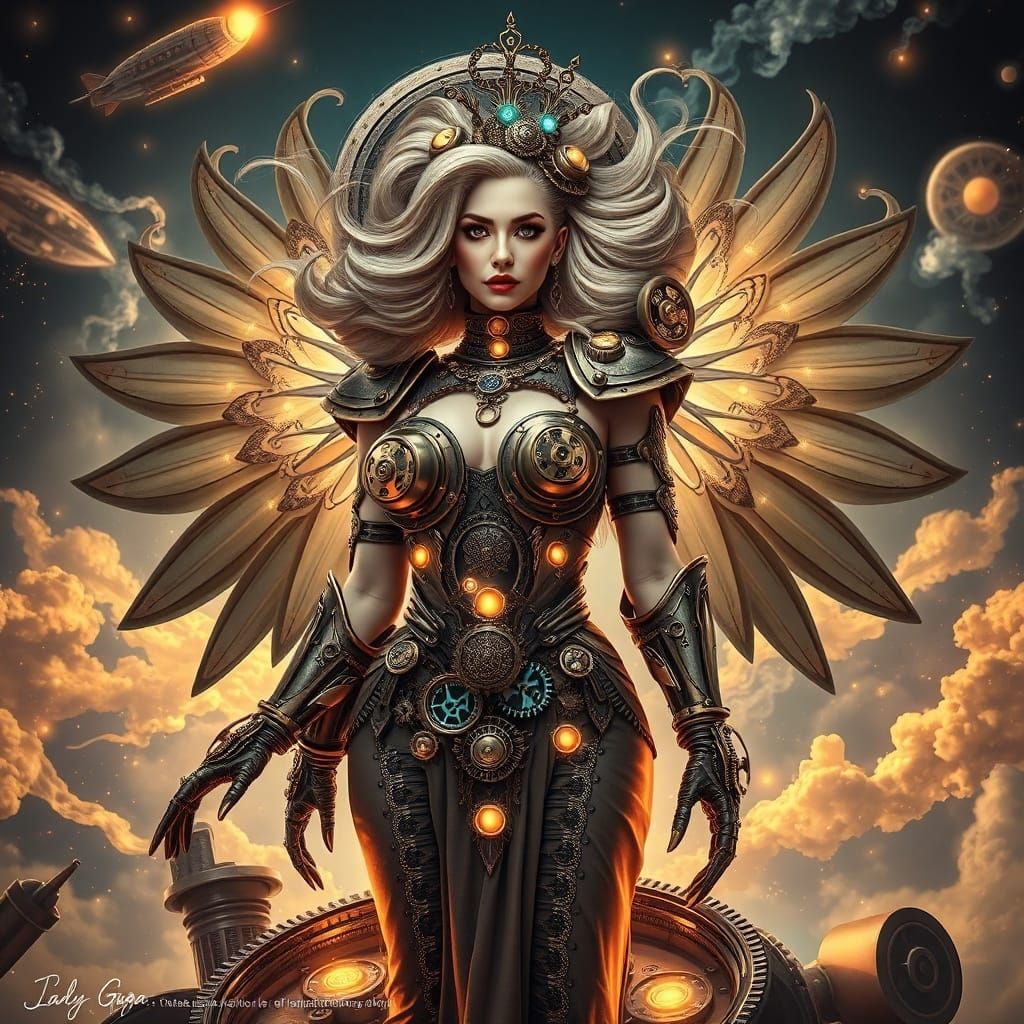 Steampunk Goddess Lady Gaga in Mechanical Armor