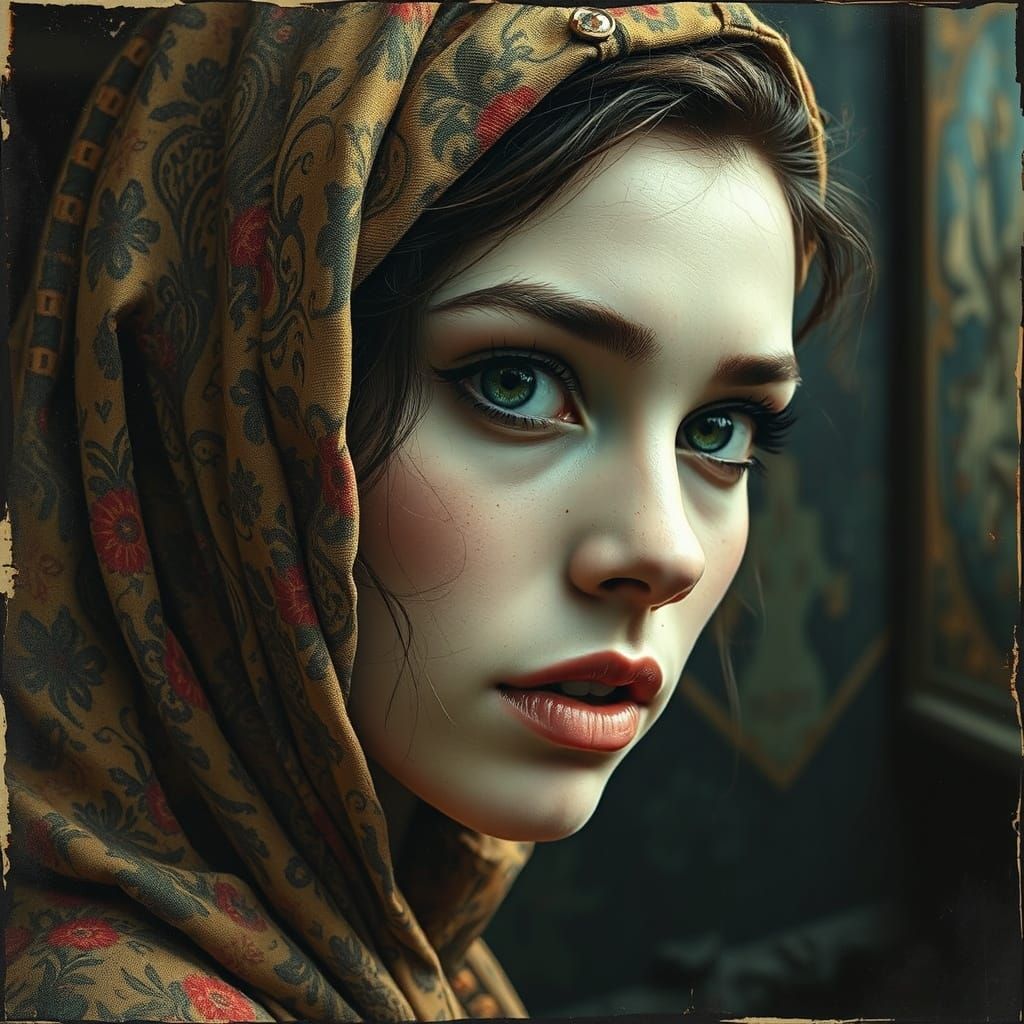 Psychedelic Portrait in Mixed Media Style