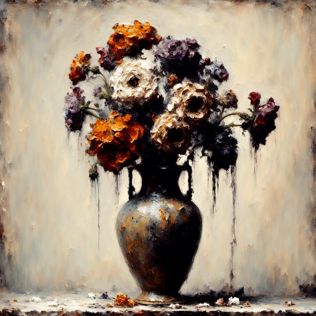 Wilted Flowers: A Surreal Impasto Representation of Atelopho...