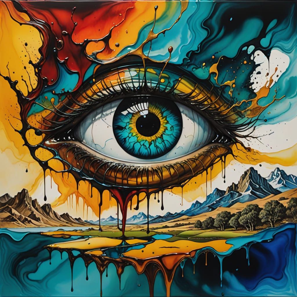 Alcohol ink painting abstract eye Where the wind meets the w...