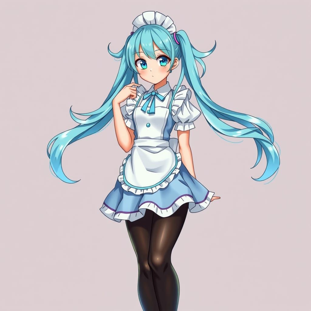 Digital Maid Girl in Anime Style