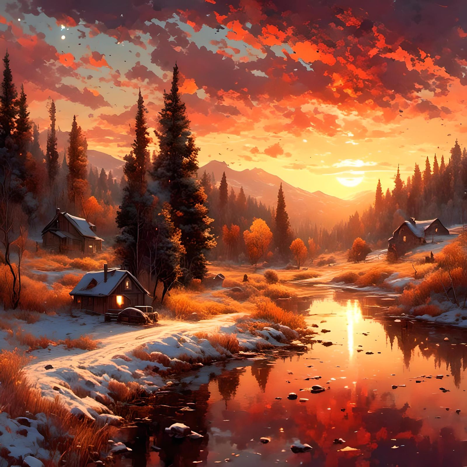 Mystical Iridescent Landscape in CGI Style