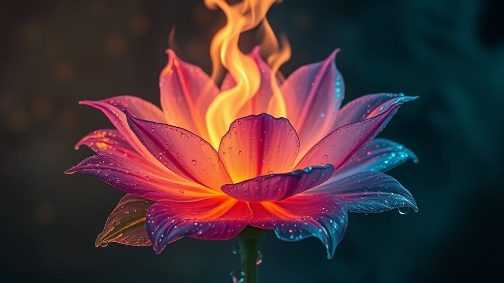 Glowing Ghostly Flame Flower: Surreal Photorealistic Art