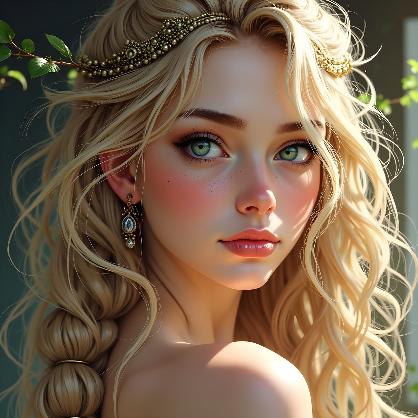 Norse Goddess of Beauty in Hyperrealistic Portrait