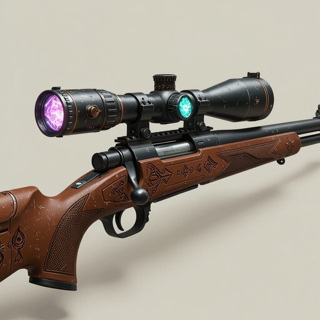 Magic Crystal Rifle with Scope in Fantasy Style