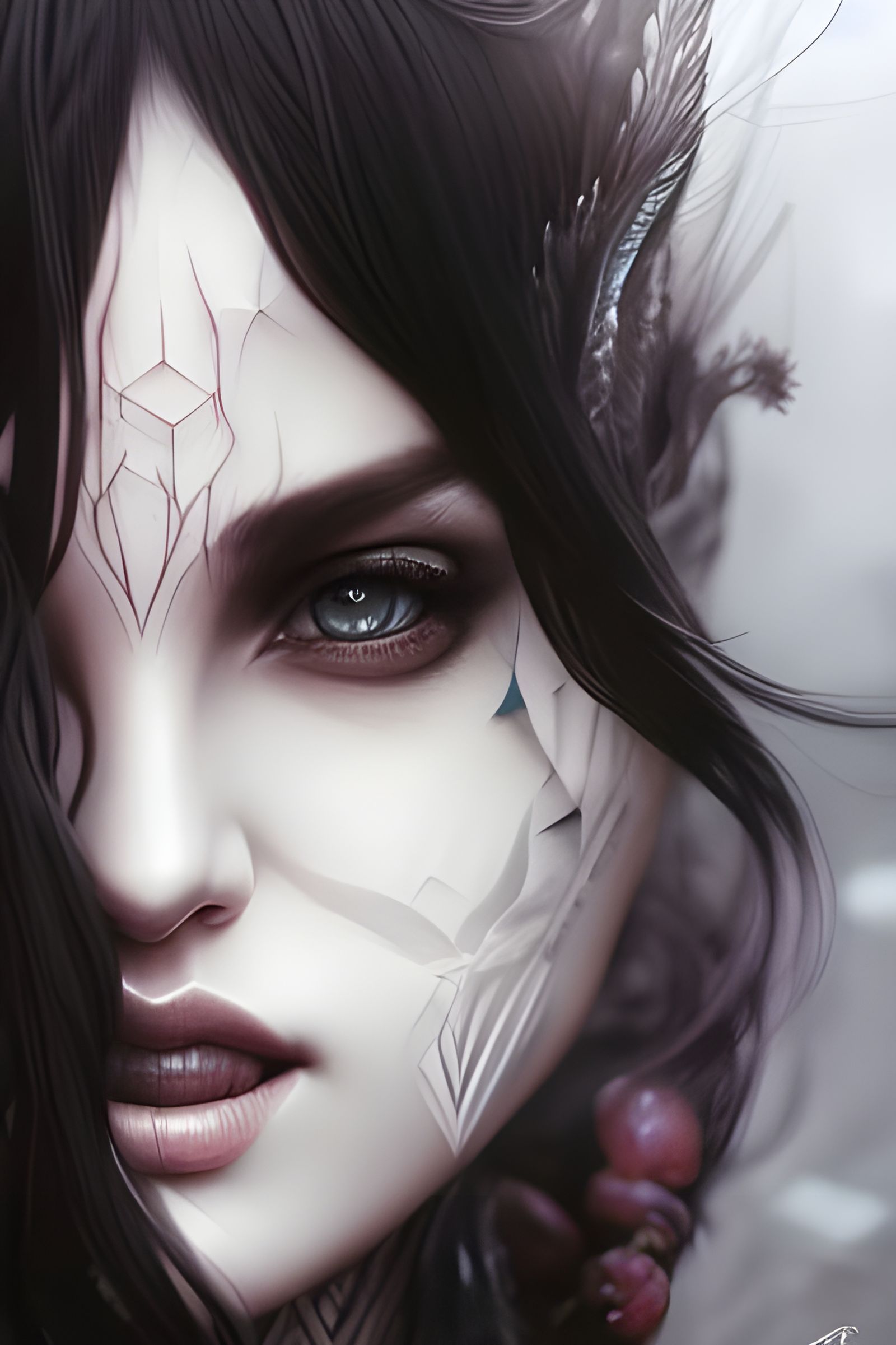 Tattooed Goddess Portrait in Hyper-Realistic Digital Art
