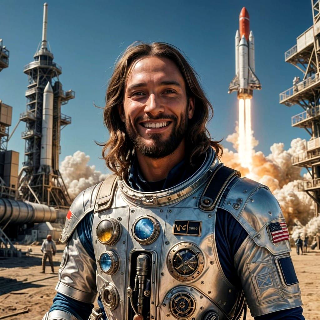 Jesus Ascends into Space in a Steampunk Astronaut Suit