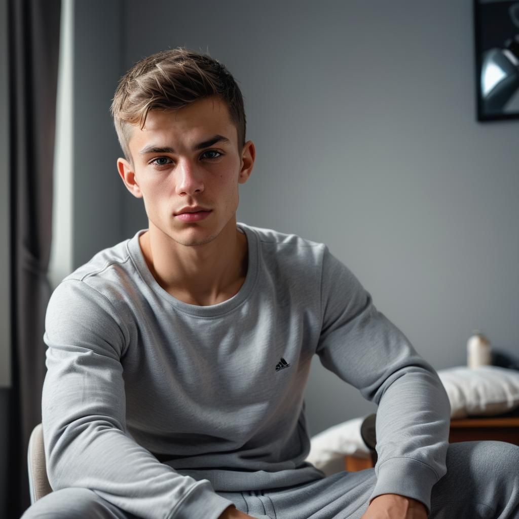 Hyperrealistic Portrait of Young Man with Abs