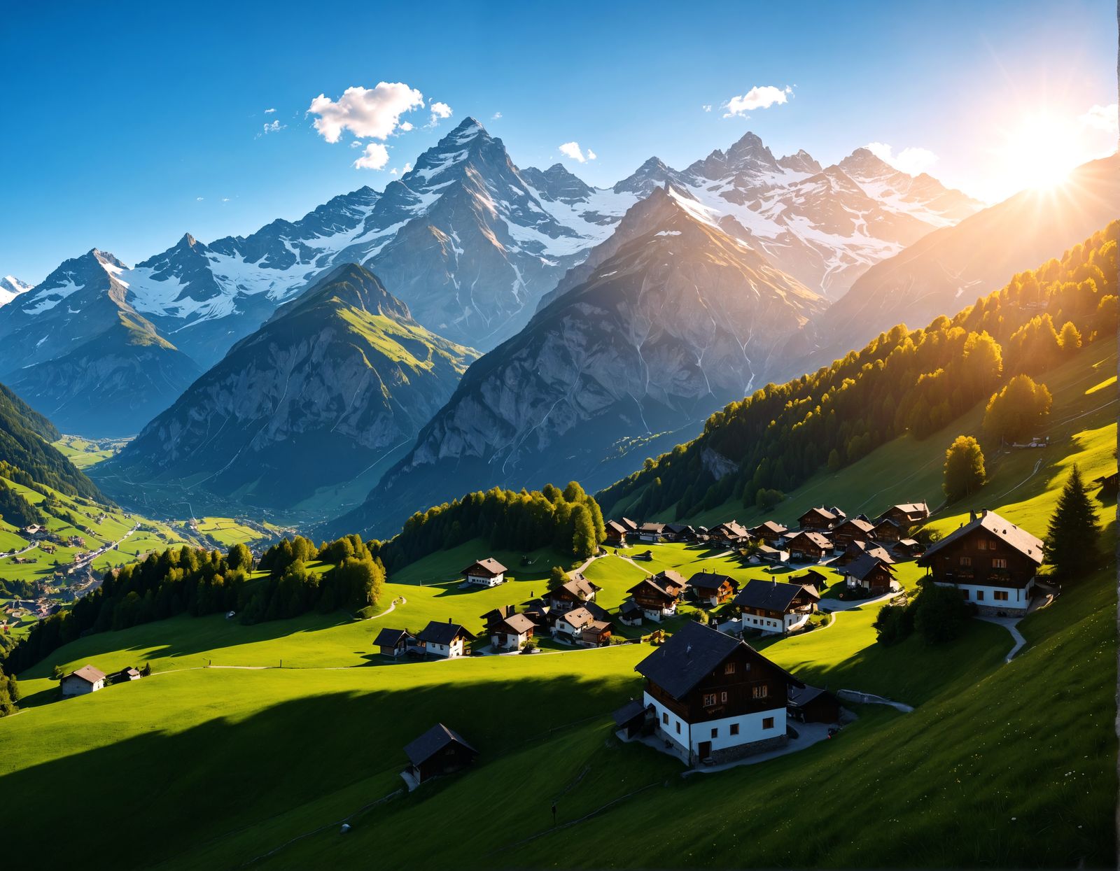 Swiss Alps Village: Hyperrealistic 64 Megapixel HDR Image
