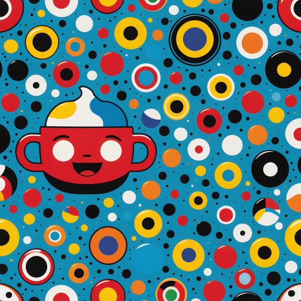 Vibrant Coffee Explosion in Pop Art Style with Bokeh Pool Ba...