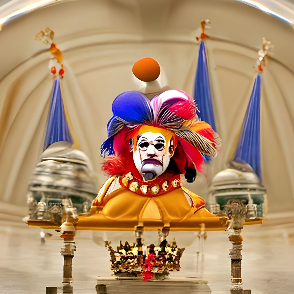 Clown in Palace: A Surreal Circus Scene