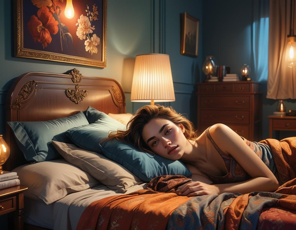 Ada Blake Relaxing in Luxurious Room, Hyper-Realistic Art