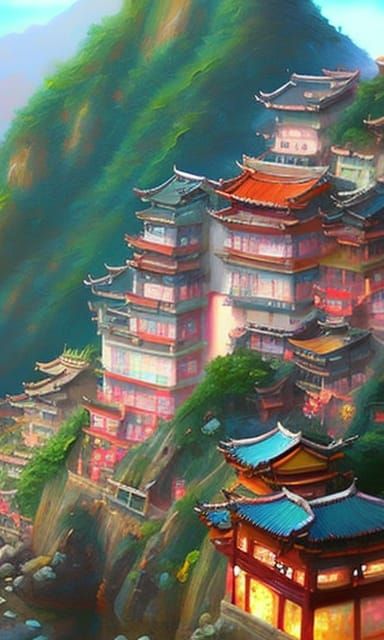 Jiufen Taiwan: An Oil Painting Masterpiece