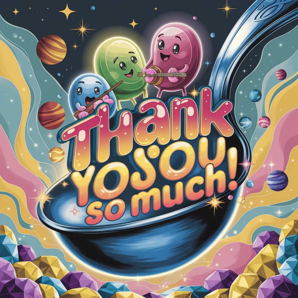 Whimsical 70s Illustration: Jellybean People on Silver Spoon