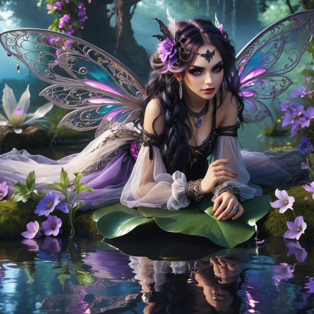 Punk Pixie Witch with Filigree Wings