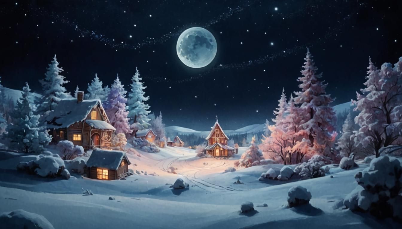 Whimsical Winter Landscape with Zentangle Details