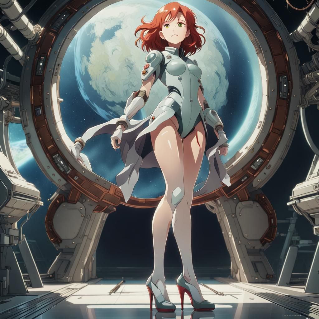 Anime Space Woman in High Heels: Studio Ghibli Style