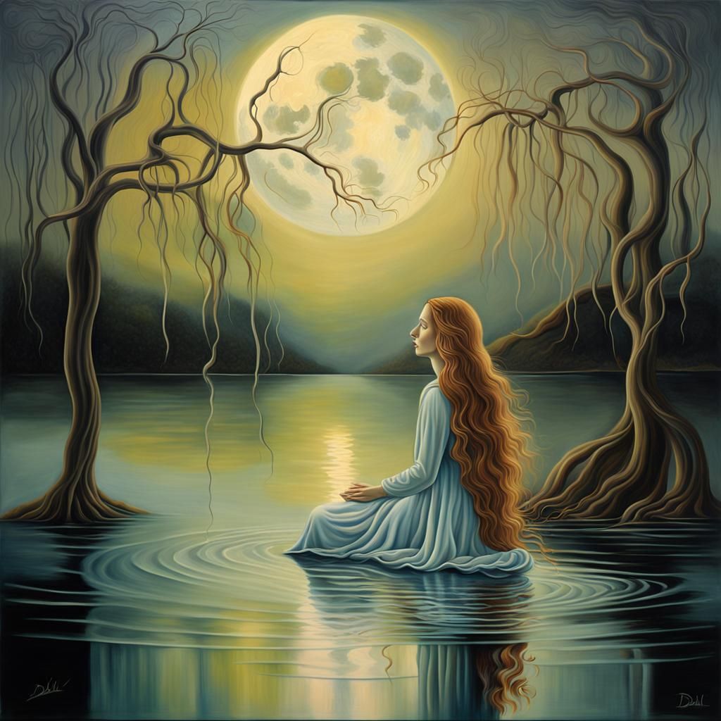 Lady of the Lake: Surrealist Oil Painting