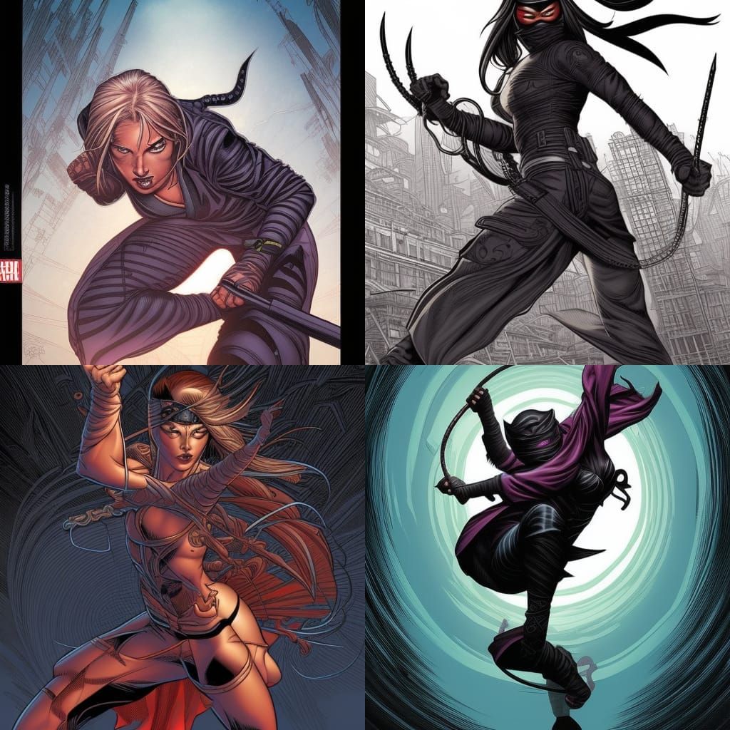 Female Ninja in Comic Book Art Style