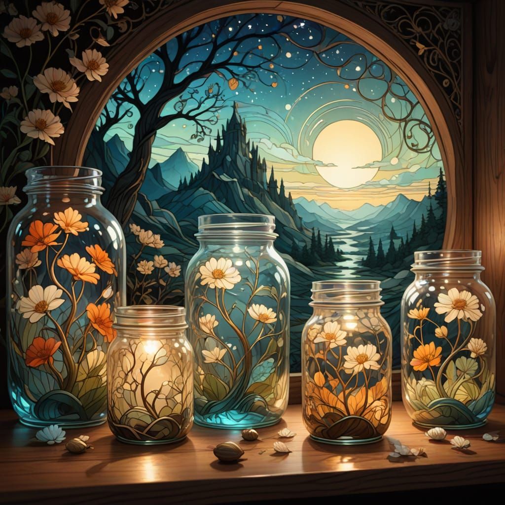 Art Nouveau Jars Showcase Seasonal Worlds