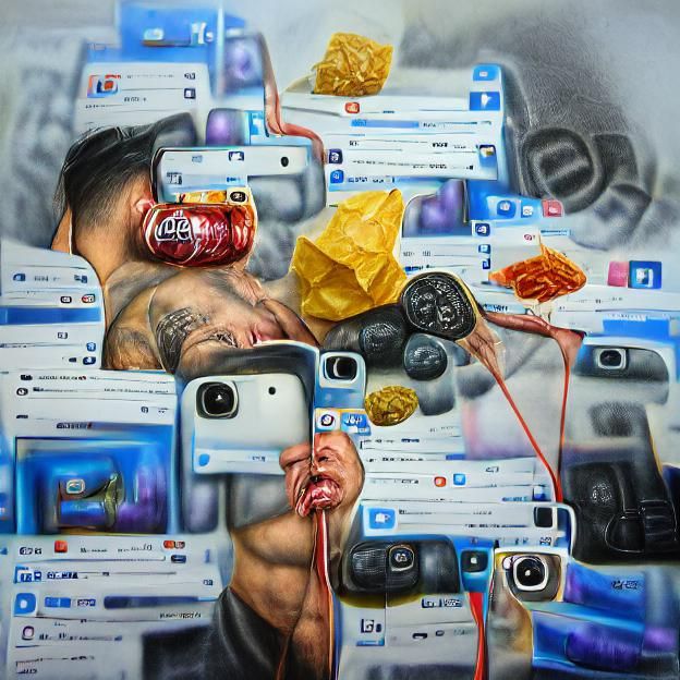 Social Media Addiction: Hyperrealistic 3D Art
