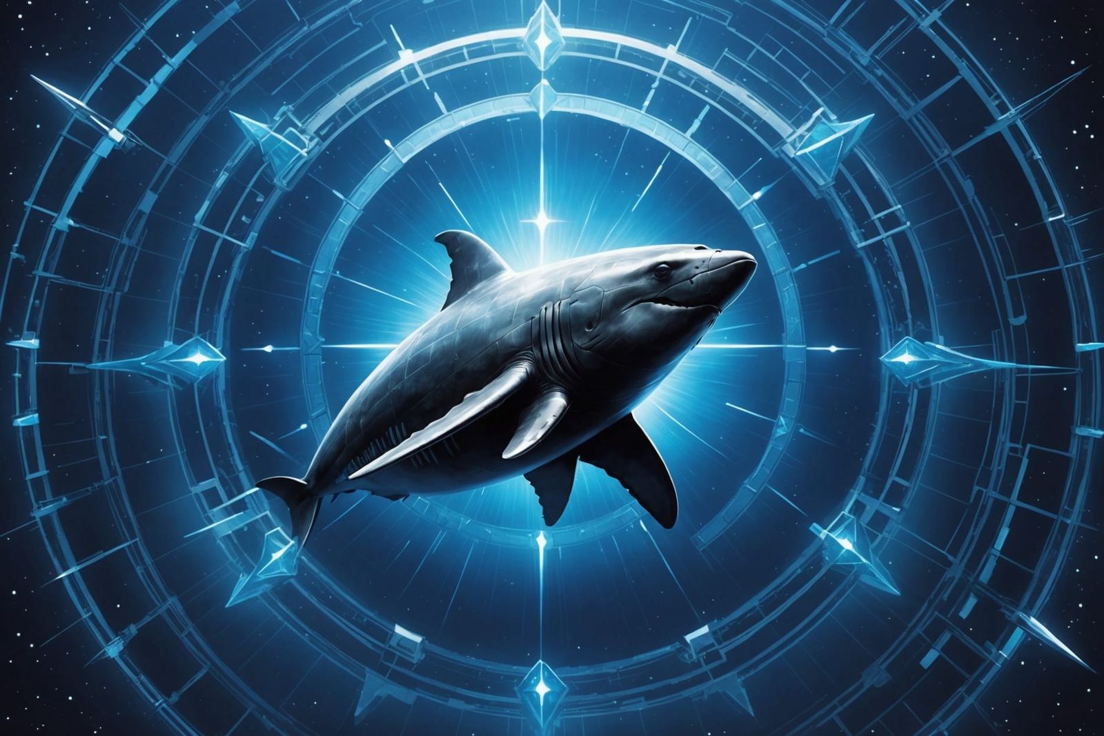 Radiant Whale with Stargate Background