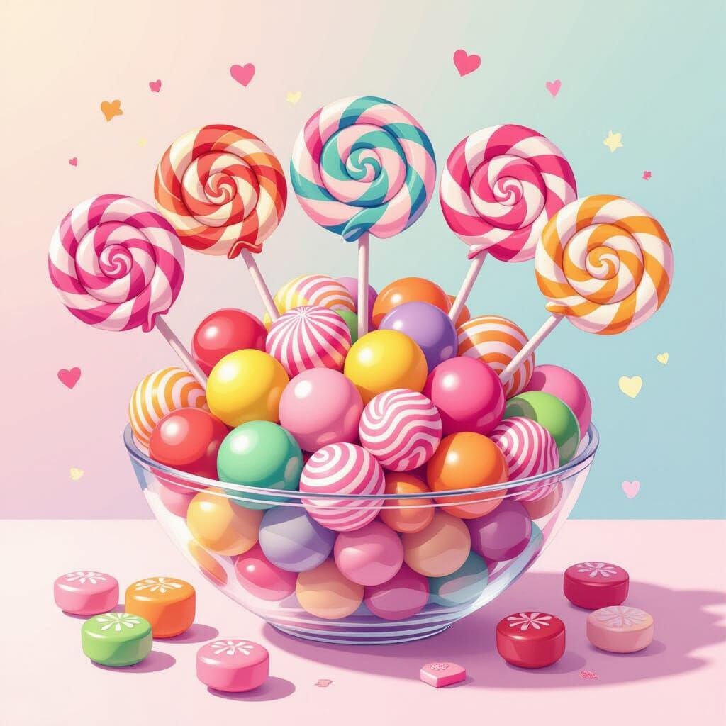 Colorful Sweets and Candies in Anime Style