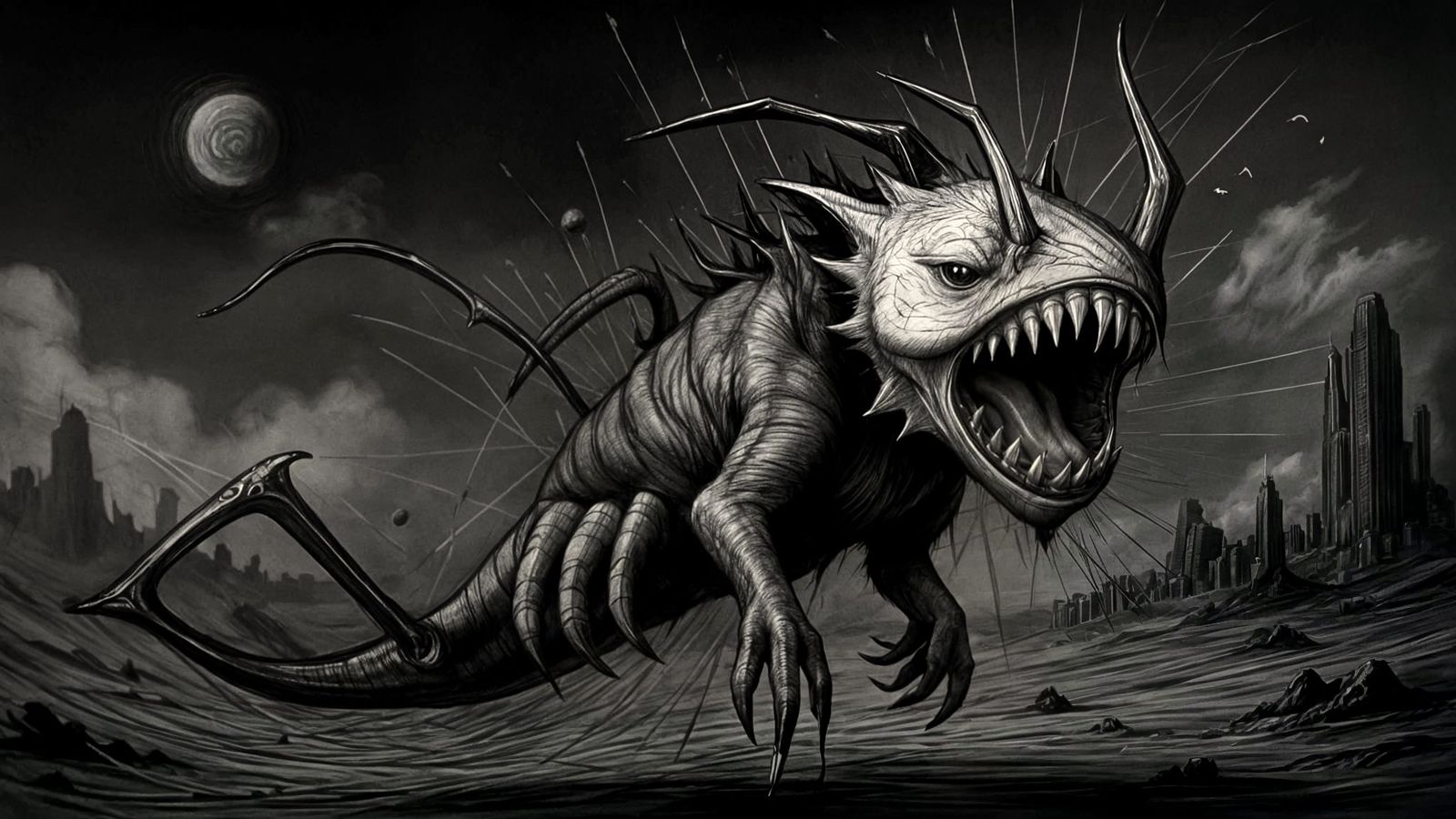 Intricate Ink Drawing of a Scribble Beast