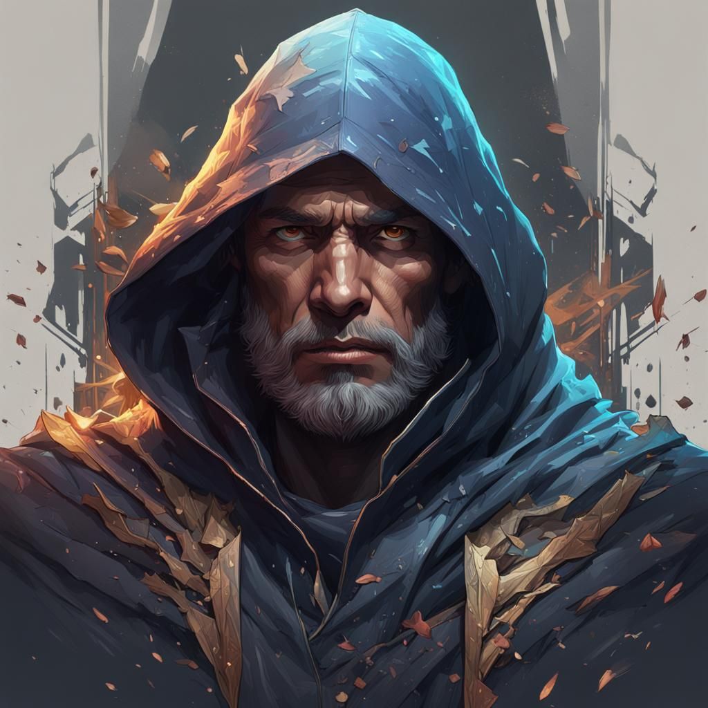 Hooded Ranger Portrait in Hyperdetailed Digital Art