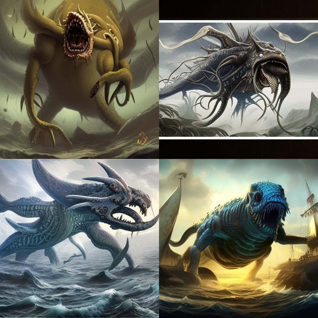 Epic Kraken in a Dramatic Digital Painting