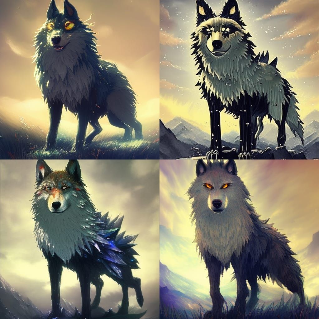 Crystalline Wolf: Dark Fantasy Concept Art
