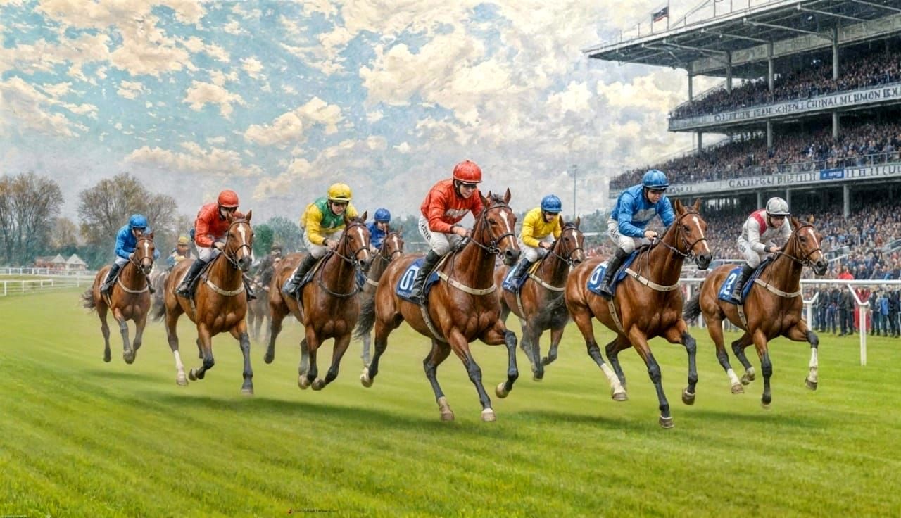 Impressionist Painting of Horse Race at Cheltenham