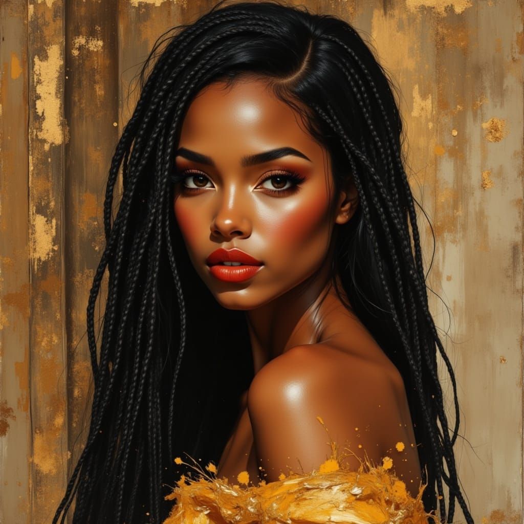 Elegant Black Goddess Portrait in Studio Photography Style