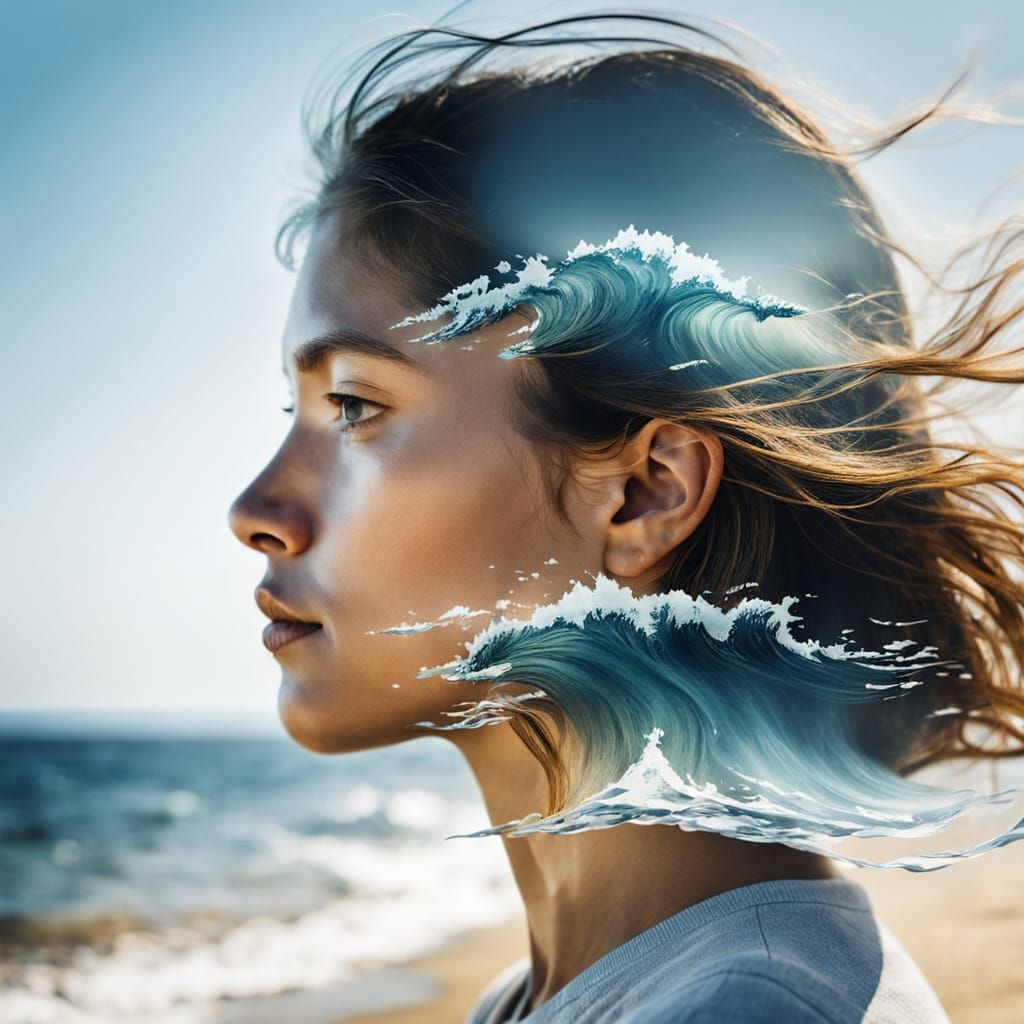 Ocean Double Exposure Face Portrait