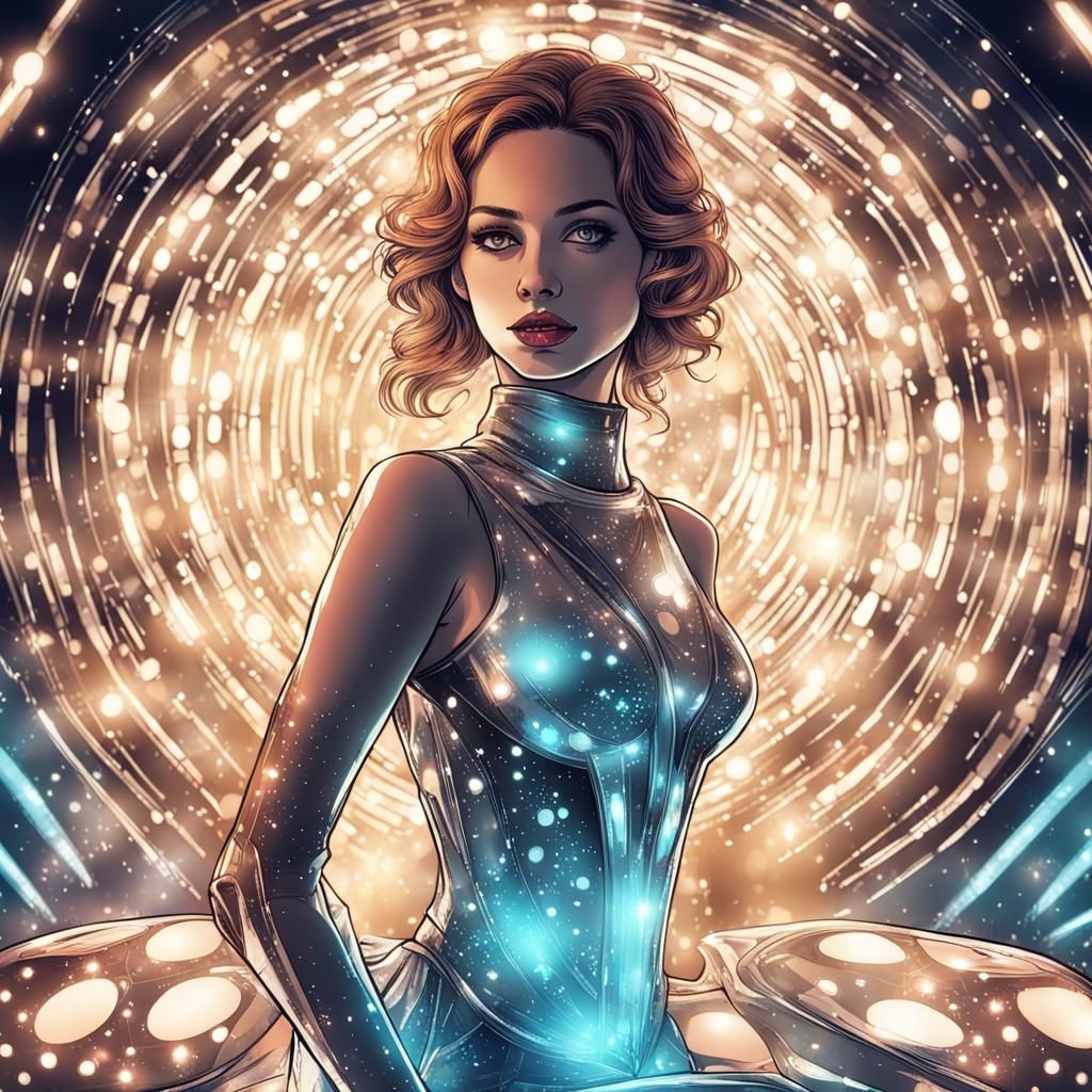 Woman in Futuristic Gown with Alcohol Ink Style